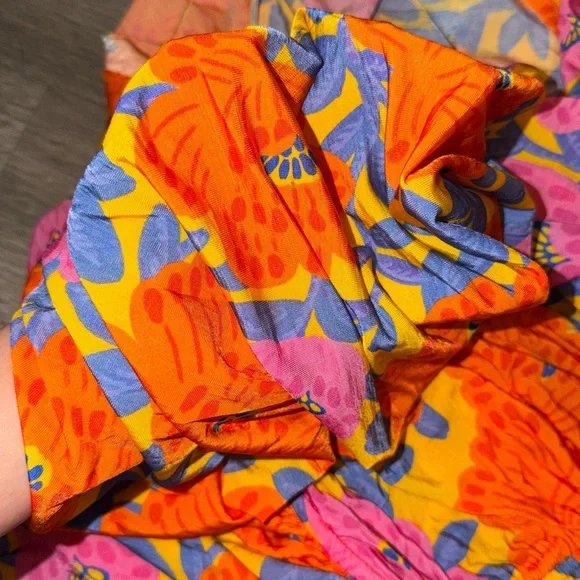 FARM Rio X Anthropologie short sleeve v neck ruched midi dress - Picture 13 of 14